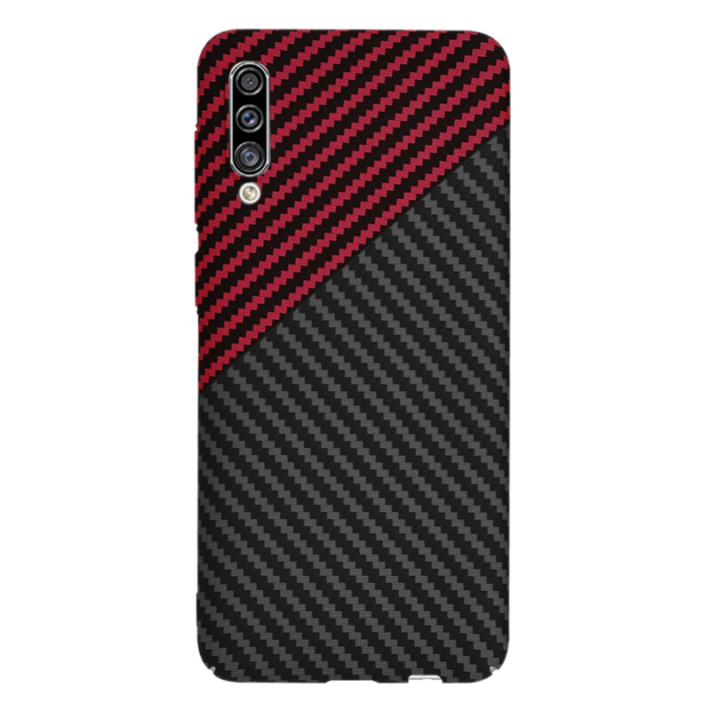 Husa Samsung Galaxy A50 Techsuit Carbonite FiberShell, rosu inchis