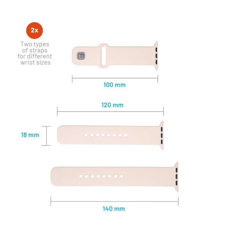 Curea Apple Watch 5 44mm Fixed Silicone Sporty Strap Set, roz