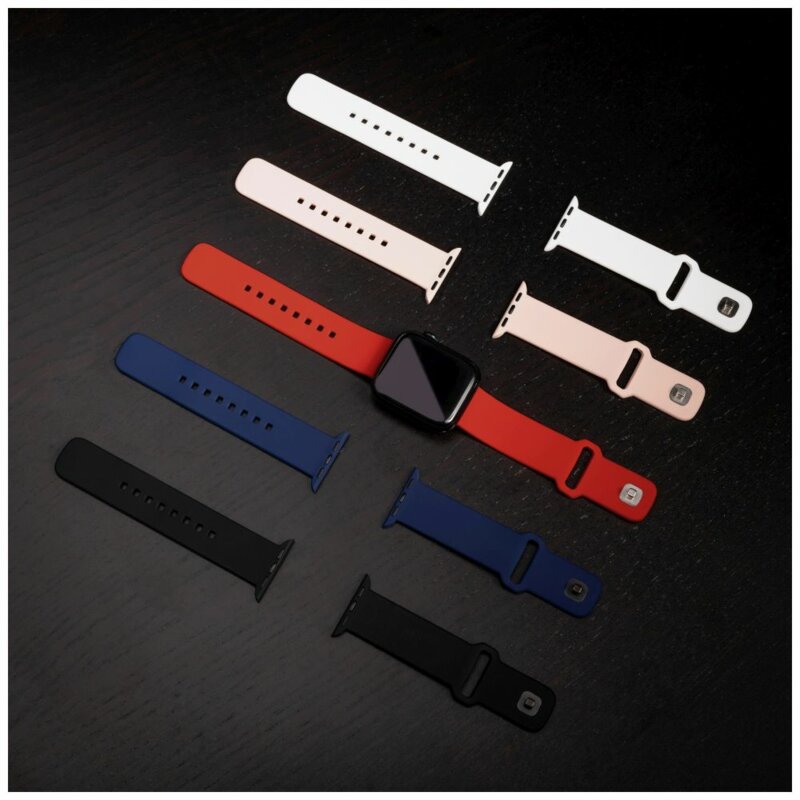 Curea Apple Watch 5 44mm Fixed Silicone Sporty Strap Set, roz