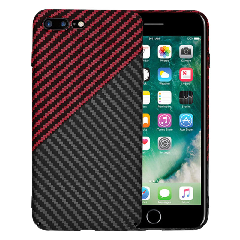 Husa iPhone 7 Plus Techsuit Carbonite FiberShell, rosu inchis