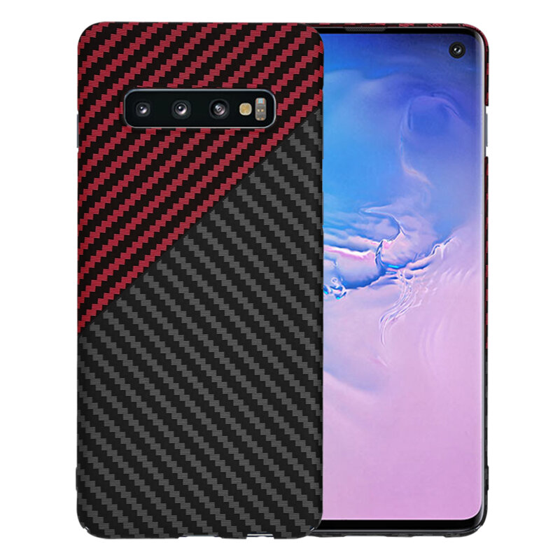 Husa Samsung Galaxy S10 Techsuit Carbonite FiberShell, rosu inchis