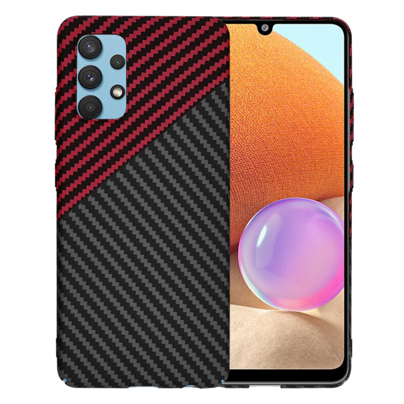 Husa Samsung Galaxy A32 4G Techsuit Carbonite FiberShell, rosu inchis