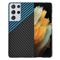Husa Samsung Galaxy S21 Ultra 5G Techsuit Carbonite FiberShell, bleu