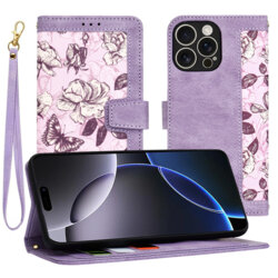 Husa personalizata fete iPhone 16 Pro Max Techsuit FlipCraft, mov