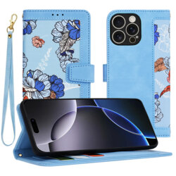 Husa personalizata fete iPhone 16 Pro Max Techsuit FlipCraft, bleu
