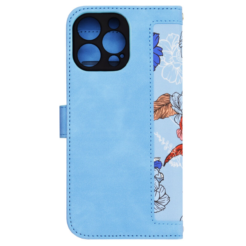 Husa personalizata fete iPhone 16 Pro Max Techsuit FlipCraft, bleu