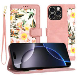 Husa personalizata fete iPhone 16 Pro Max Techsuit FlipCraft, roz