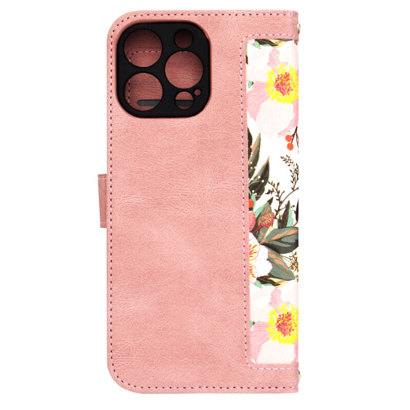 Husa personalizata fete iPhone 16 Pro Max Techsuit FlipCraft, roz