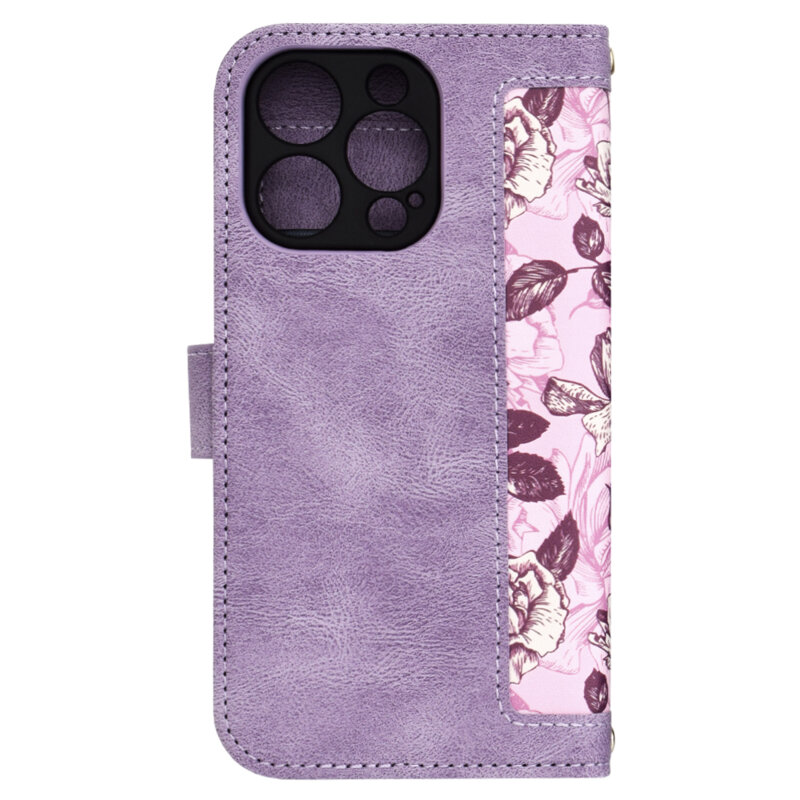Husa personalizata fete iPhone 16 Pro Techsuit FlipCraft, mov