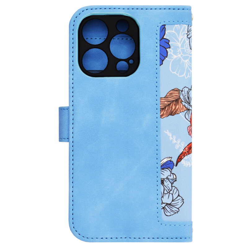 Husa personalizata fete iPhone 16 Pro Techsuit FlipCraft, bleu