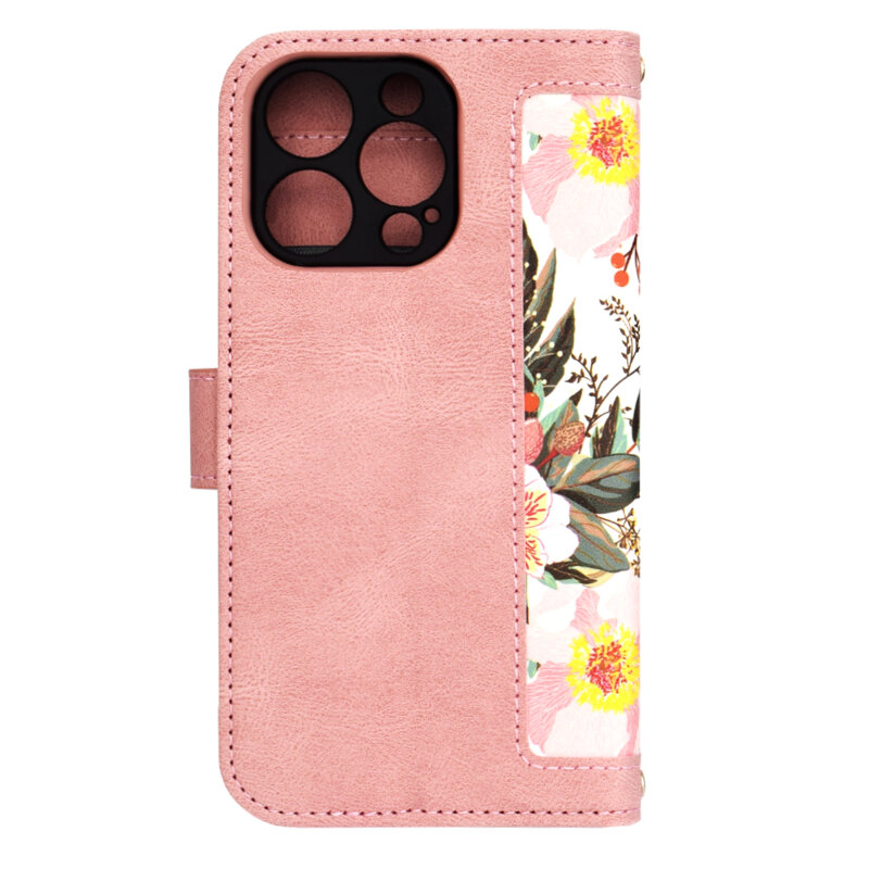 Husa personalizata fete iPhone 16 Pro Techsuit FlipCraft, roz