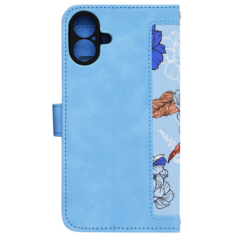 Husa personalizata fete iPhone 16 Plus Techsuit FlipCraft, bleu