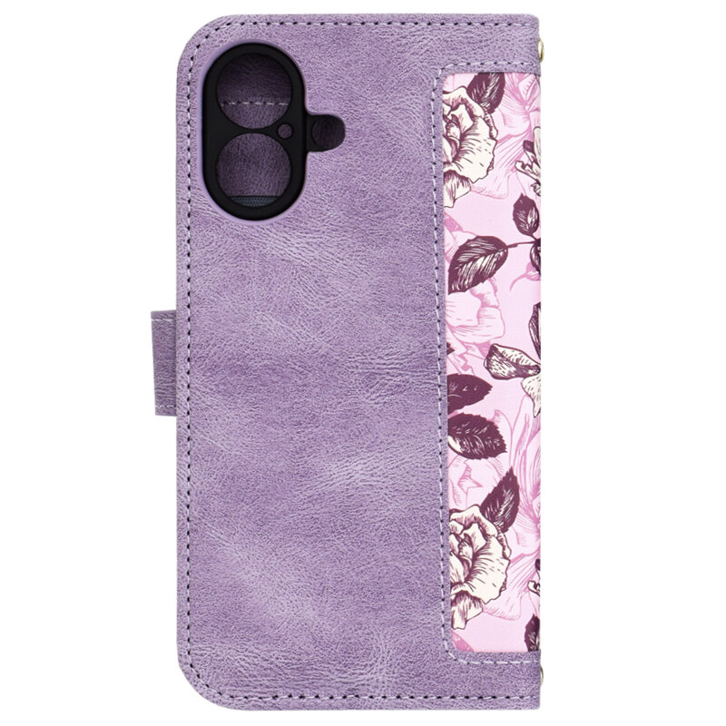 Husa personalizata fete iPhone 16 Techsuit FlipCraft, mov