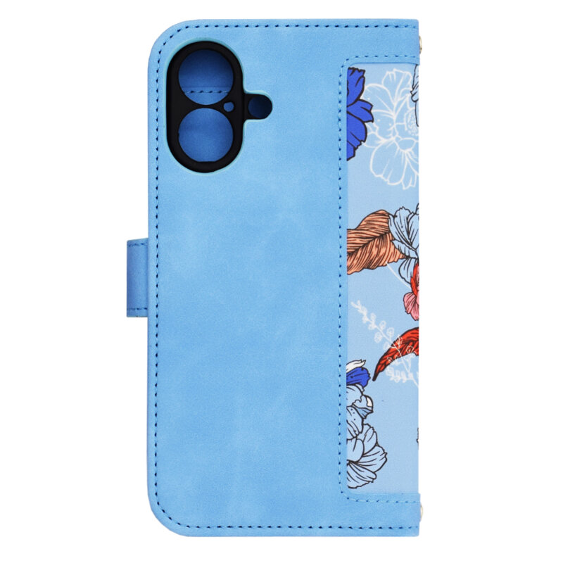 Husa personalizata fete iPhone 16 Techsuit FlipCraft, bleu
