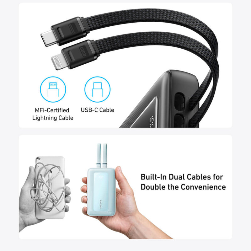 Baterie externa 20000mAh, 2x USB-C, Lightning, USB Anker, A1681G11