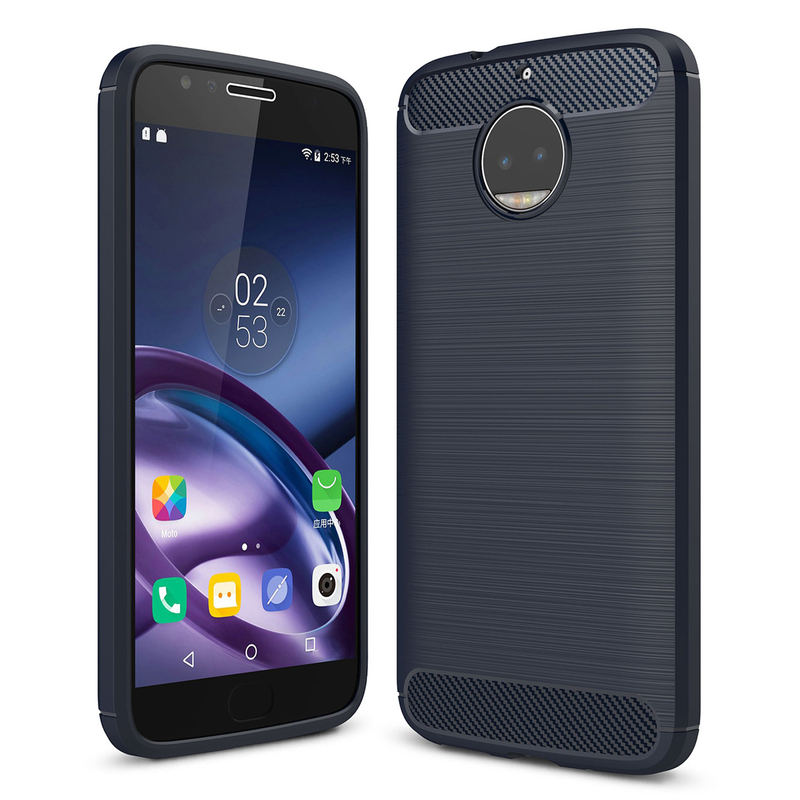 Husa Motorola Moto G5S Plus TPU Carbon Albastru