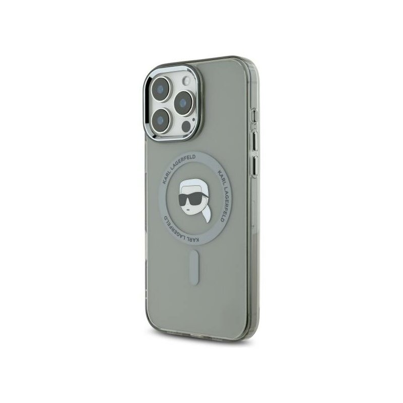 Husa iPhone 16 Pro Max Karl Lagerfeld IML MagSafe, Karl`s Head, negru, KLHMP16XHLSKIK
