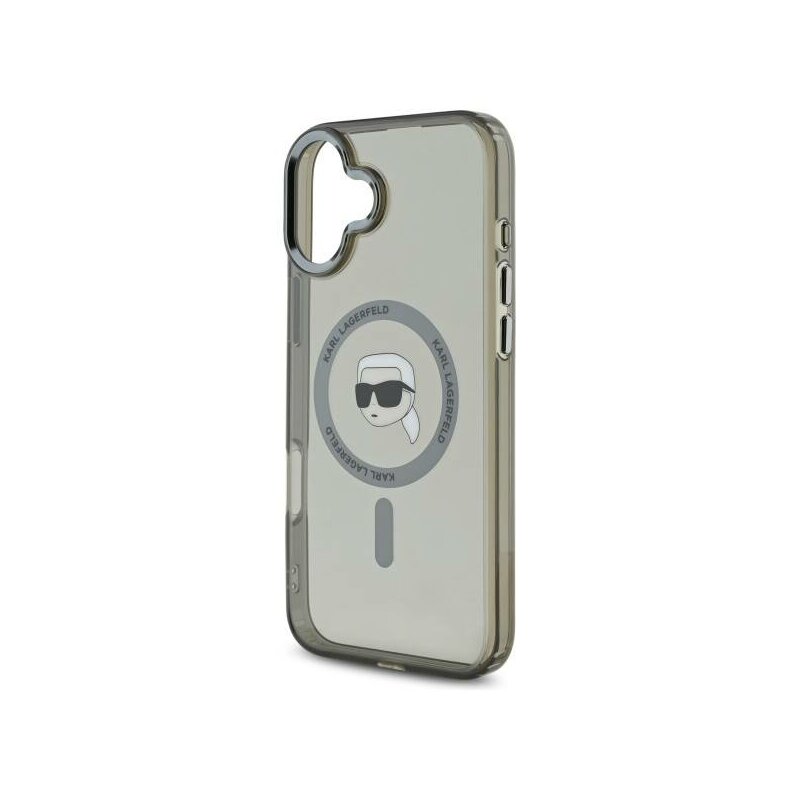 Husa iPhone 16 Plus Karl Lagerfeld IML MagSafe, Karl`s Head, negru, KLHMP16MHLSKIK