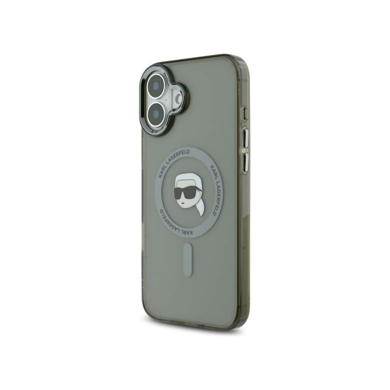 Husa iPhone 16 Plus Karl Lagerfeld IML MagSafe, Karl`s Head, negru, KLHMP16MHLSKIK