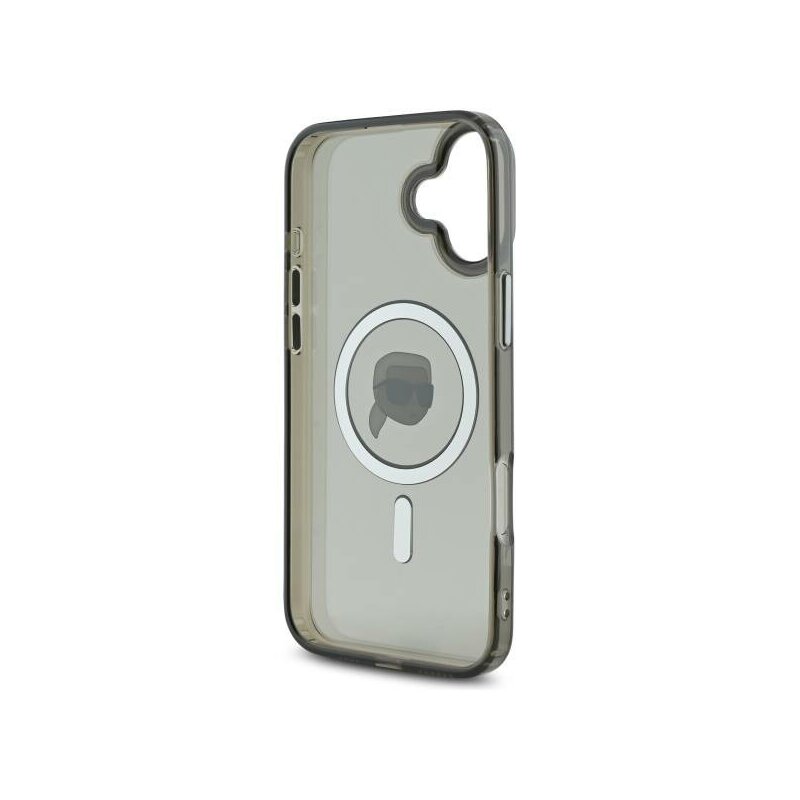 Husa iPhone 16 Plus Karl Lagerfeld IML MagSafe, Karl`s Head, negru, KLHMP16MHLSKIK
