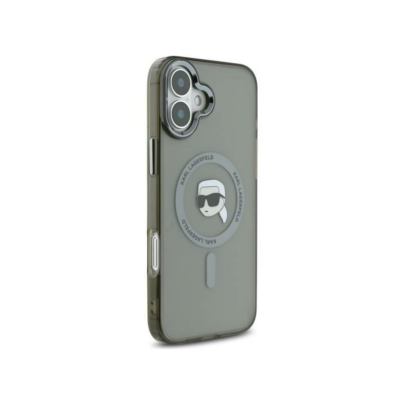 Husa iPhone 16 Plus Karl Lagerfeld IML MagSafe, Karl`s Head, negru, KLHMP16MHLSKIK