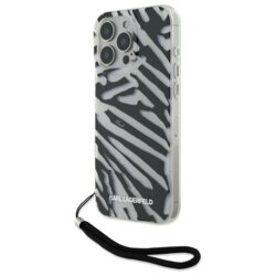 Husa iPhone 16 Pro Karl Lagerfeld IML Luxury, Zebra Pattern&Cord, negru, KLHCP16LHZBPKCCK