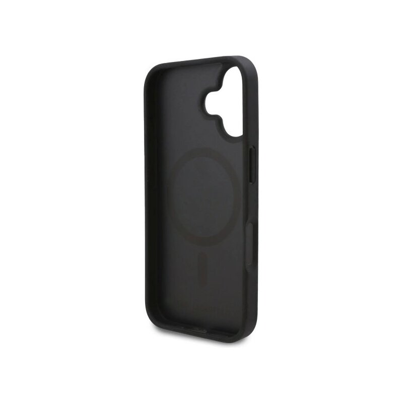 Husa iPhone 16 Karl Lagerfeld Leather MagSafe, Hot Stamp, negru, KLHMP16SPKHPORPK