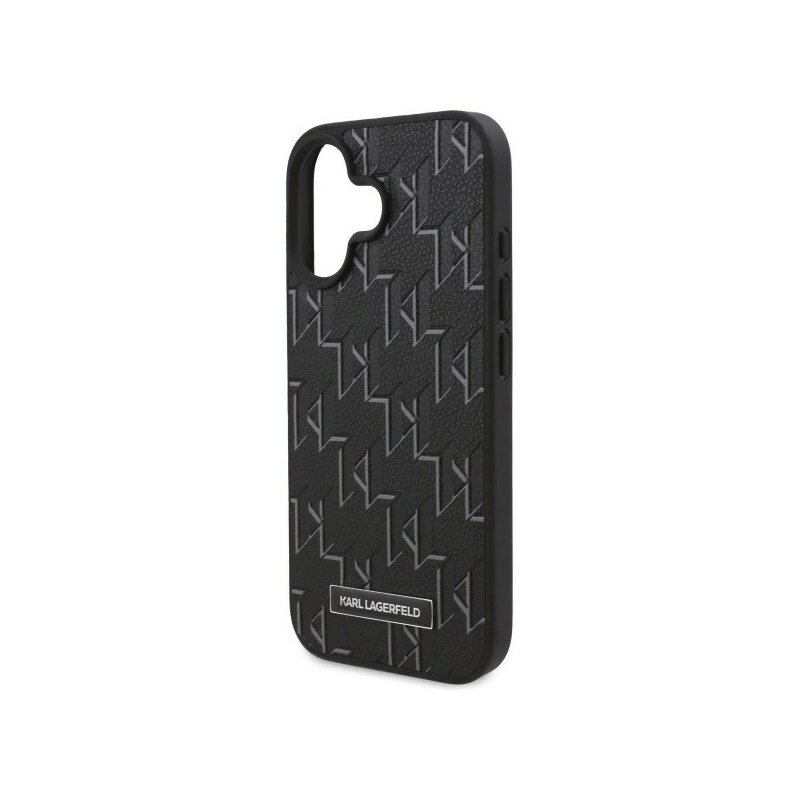 Husa iPhone 16 Karl Lagerfeld Leather MagSafe, Hot Stamp, negru, KLHMP16SPKHPORPK