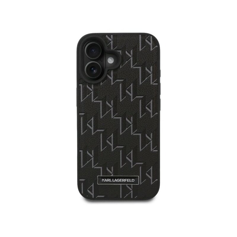 Husa iPhone 16 Karl Lagerfeld Leather MagSafe, Hot Stamp, negru, KLHMP16SPKHPORPK