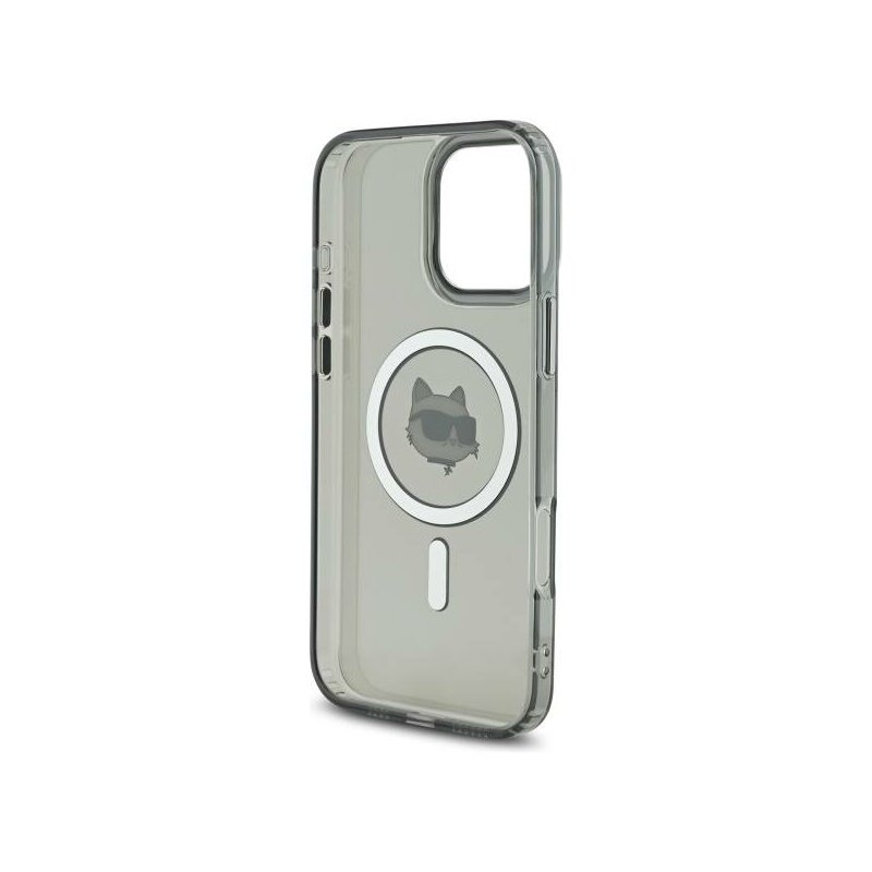 Husa iPhone 16 Pro Karl Lagerfeld IML MagSafe, Metal Choupette`s Head, negru, KLHMP16LHLSCHK