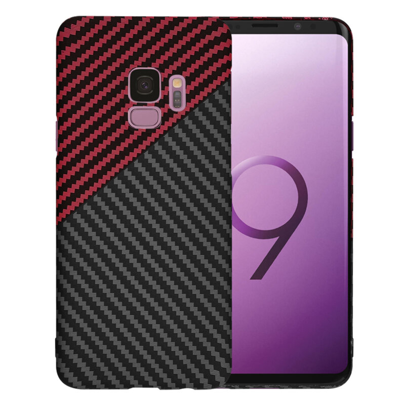 Husa Samsung Galaxy S9 Techsuit Carbonite FiberShell, rosu inchis
