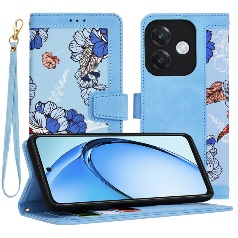 Husa personalizata fete Oppo A60 5G Techsuit FlipCraft, bleu