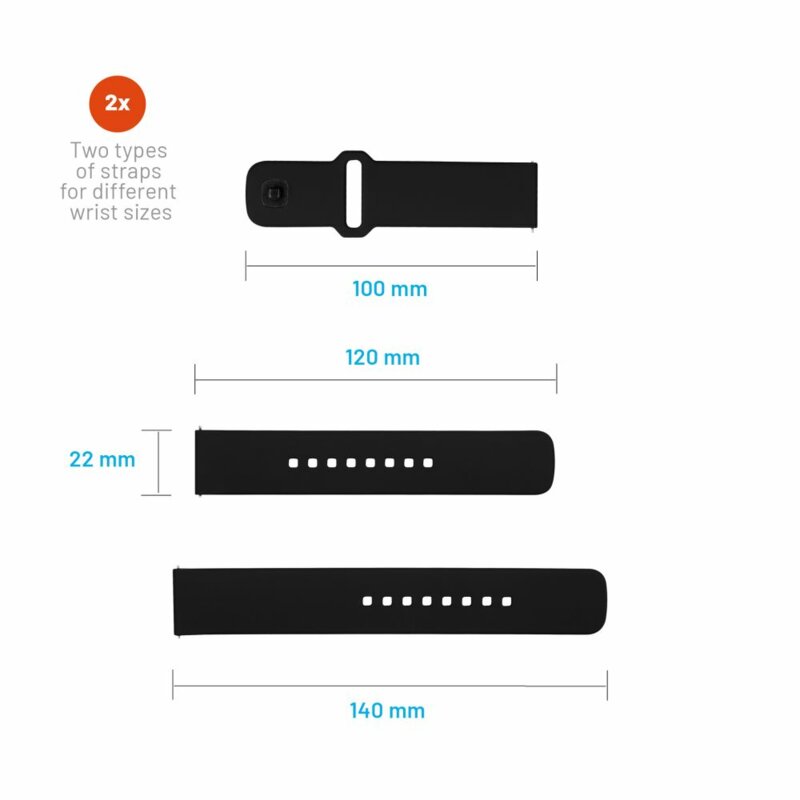 Curea Amazfit GTR 4 Fixed Silicone Sporty Strap Set, negru