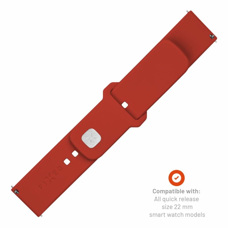 Curea Fossil Hybrid 22mm Fixed Silicone Sporty Strap Set, rosu