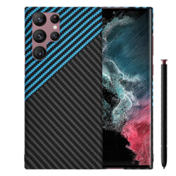 Husa Samsung Galaxy S22 Ultra 5G Techsuit Carbonite FiberShell, bleu