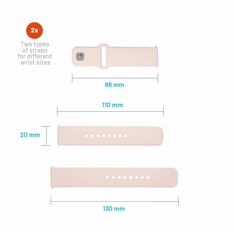 Curea Huawei Watch GT 42mm Fixed Silicone Sporty Strap Set, roz