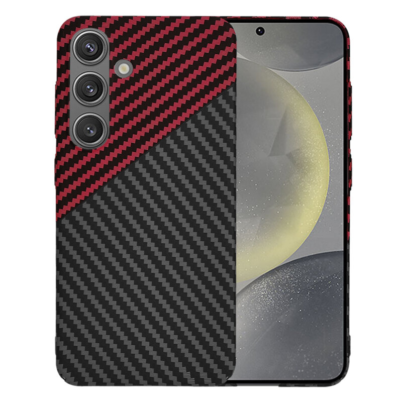 Husa Samsung Galaxy S24 Techsuit Carbonite FiberShell, rosu inchis
