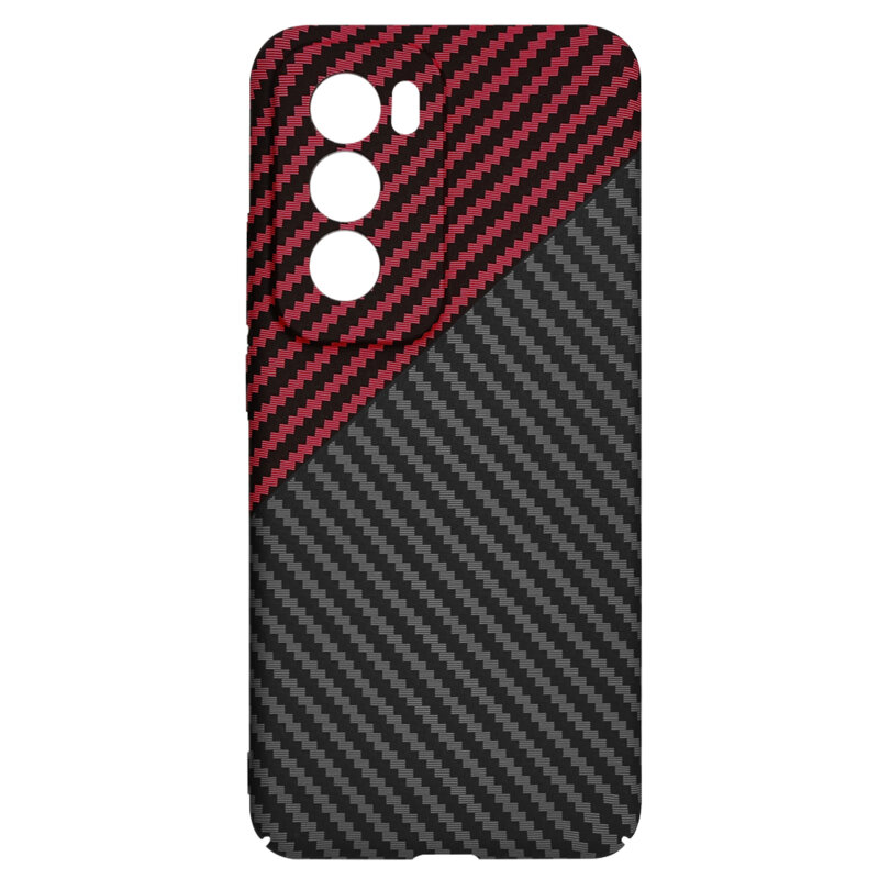 Husa Oppo Reno12 Pro Techsuit Carbonite FiberShell, rosu inchis