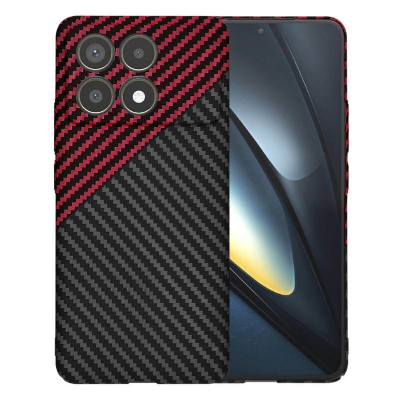 Husa Xiaomi Poco F6 Pro Techsuit Carbonite FiberShell, rosu inchis