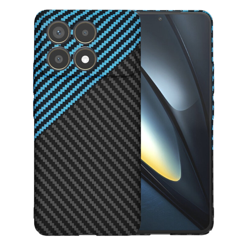 Husa Xiaomi Poco F6 Pro Techsuit Carbonite FiberShell, bleu
