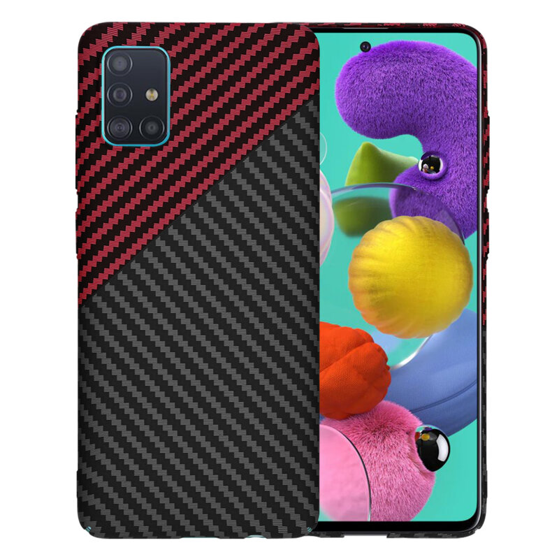 Husa Samsung Galaxy A51 4G Techsuit Carbonite FiberShell, rosu inchis