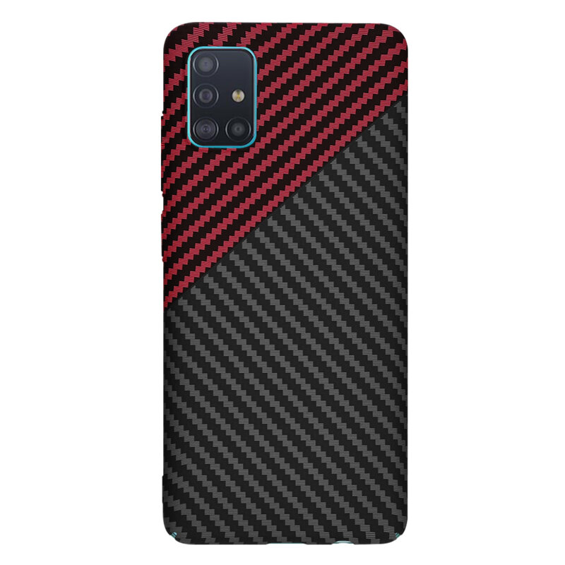 Husa Samsung Galaxy A51 4G Techsuit Carbonite FiberShell, rosu inchis