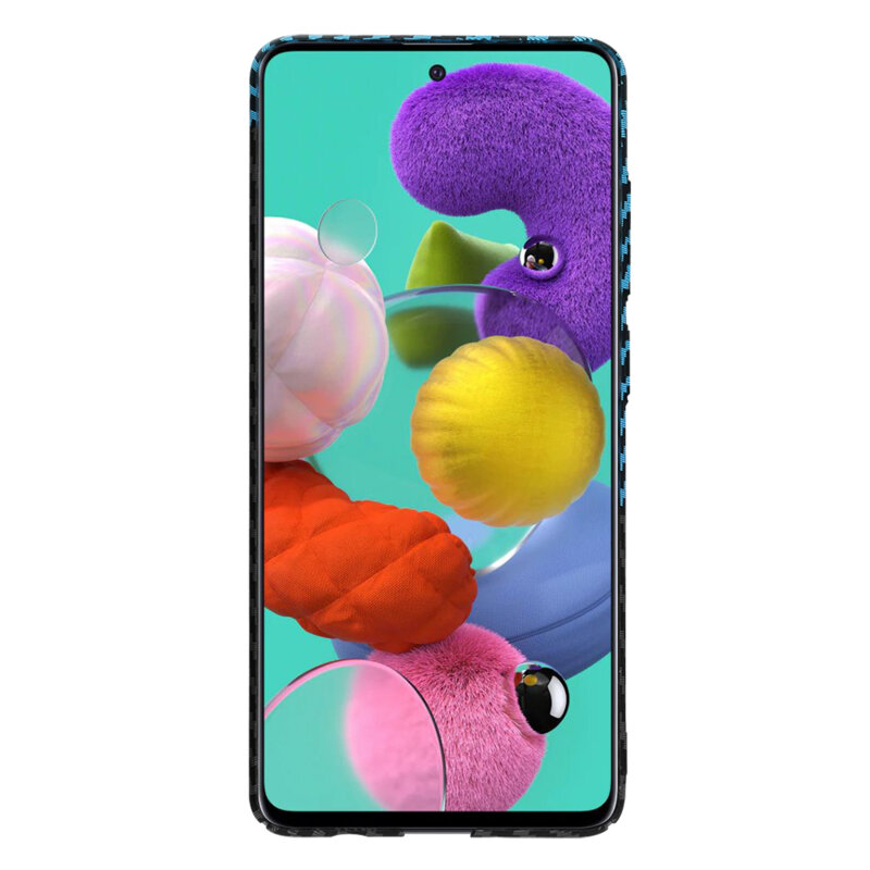 Husa Samsung Galaxy A51 4G Techsuit Carbonite FiberShell, bleu