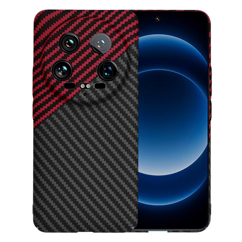 Husa Xiaomi 14 Ultra Techsuit Carbonite FiberShell, rosu inchis