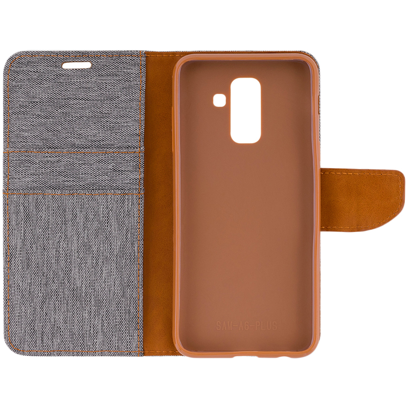 Husa Samsung Galaxy A6 Plus 2018  Book Canvas Gri