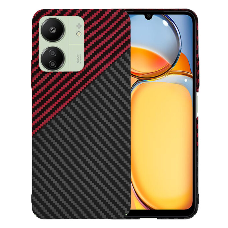 Husa Xiaomi Poco C65 Techsuit Carbonite FiberShell, rosu inchis