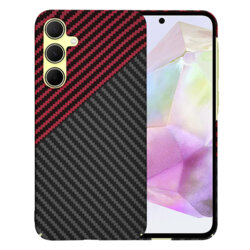 Husa Samsung Galaxy A35 5G Techsuit Carbonite FiberShell, rosu inchis