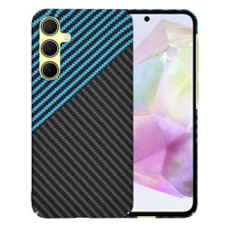 Husa Samsung Galaxy A35 5G Techsuit Carbonite FiberShell, bleu