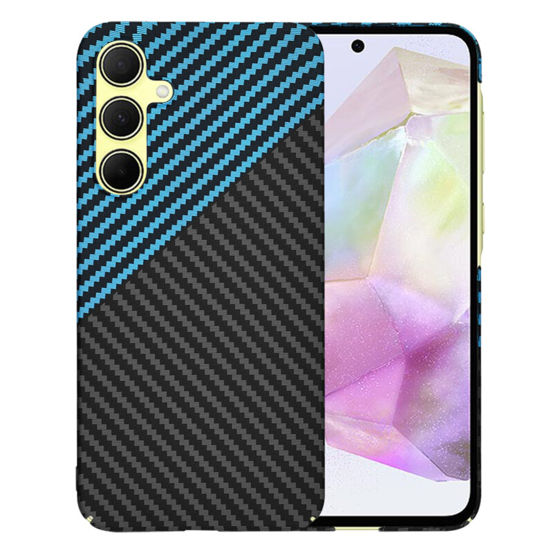 Husa Samsung Galaxy A35 5G Techsuit Carbonite FiberShell, bleu