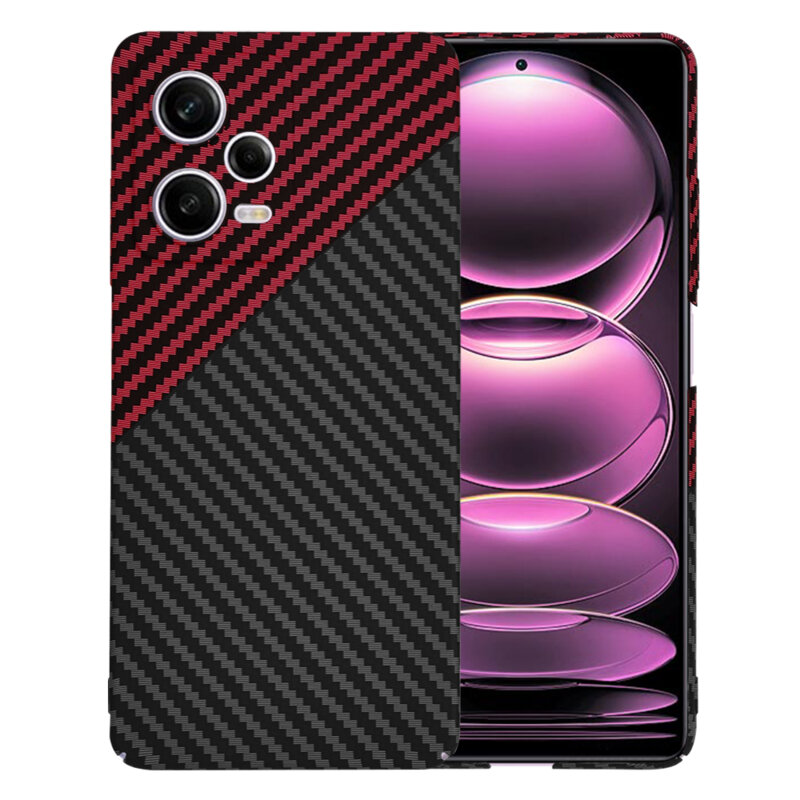 Husa Xiaomi Redmi Note 12 Pro 5G Techsuit Carbonite FiberShell, rosu inchis